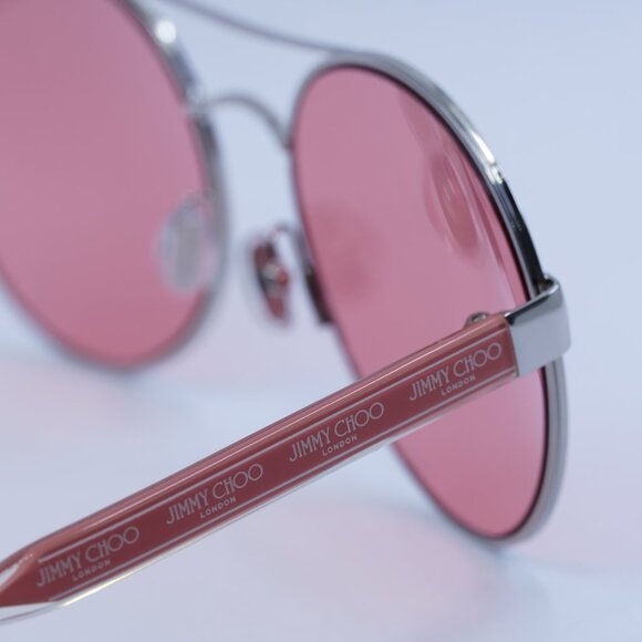 🕶️ New Jimmy Choo YANN/S 010 UR Sunglasses - Shiny Palladium with Pink Frame - Picture 7 of 11